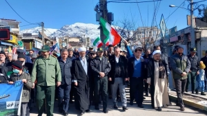 تصویر حضور حماسی مردم شهرستان طالقان در راهپیمایی ۲۲ بهمن
