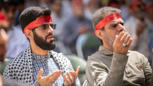 تصویر قاب‌هایی از برگزاری "مباهله‌ی مقاومت" در کرج  و پاسداشت شهدای مقابله با استکبار جهانی