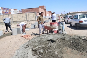 تصویر آماده‌سازی معبر مدارس جدیدالتأسیس خیابان ایثار ماهدشت