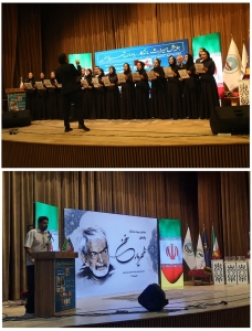تصویر نغمه‌پردازی گروه کُر «آوای کاوک» و شعرخوانی شاعران در آیین «میراث ماندگار» البرز